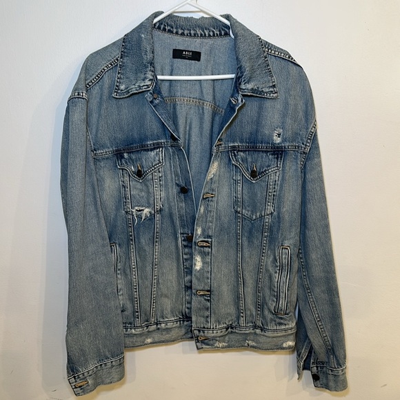 Able Jackets & Blazers - Able The Merly Denim Jacket Distressed Size XXL